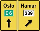 DETALJERT UTFORMING AV VEGVISNINGSSKILT :: TRAFIKKSKILT 717 Kjørefeltvegviser Skilt 717 består av to skiltenheter avgrenset av standard bord og med pilsymboler 717.