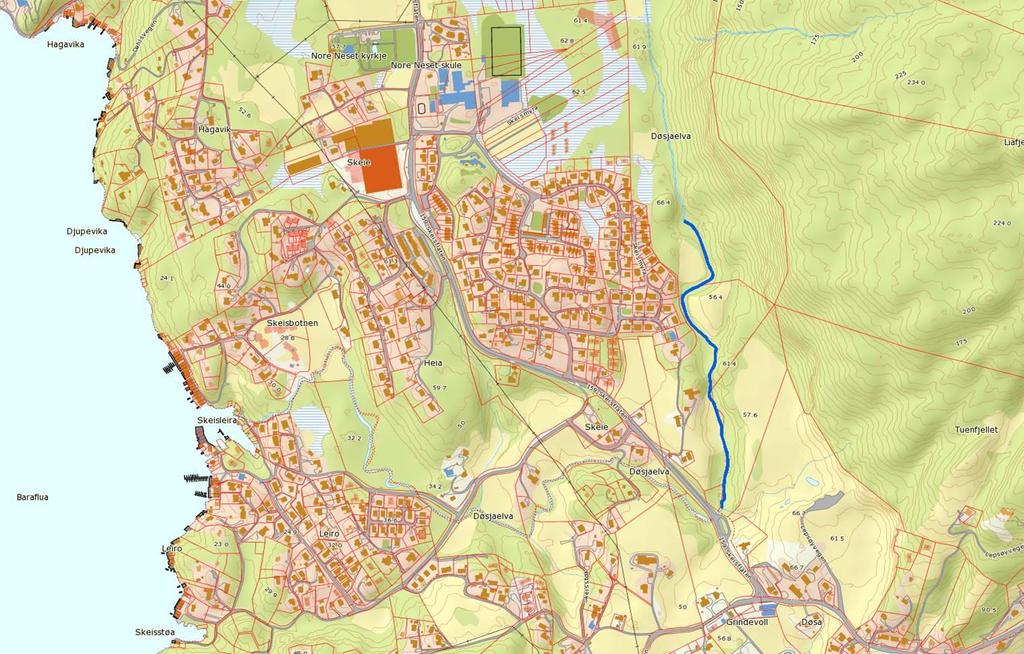 Observasjonane Første musling vart funne 100 m oppstraums brua som kryssar elva på Skeisflaten (32 V 301583 6675884). Ingen fleire vart observert før oppstraums liten foss.