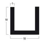 U-PROFILER FOR BRUK I VÅTROM U-profil 10 x 10 x 1mm for 6-8mm glass 80200315 U-profi l 10x10x1mm Ano alu 5000mm BO5201561