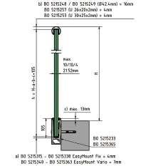 Easymount Sidemontert 1kN Glasstykkelse 12,76-21,52mm.