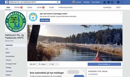Facebook På NRPK s FB-side blir det lagt ut aktuell informasjon til medlemmene, i tillegg til flotte bilder fra Nøklevann.