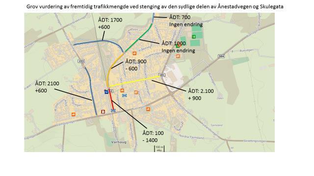 TRAFIKKANALYSE VARHAUG 17 Figur 20: Illustrerer antatte trafikktall etter tiltak. Kilde: Google maps (2010), finn.no (2014) 4.