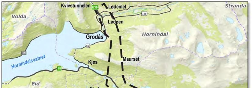 19 E39 går i dag frå Byrkjelo til Anda ferjekai, frå Lote ferjekai gjennom Nordfjordeid, langs sørsida av