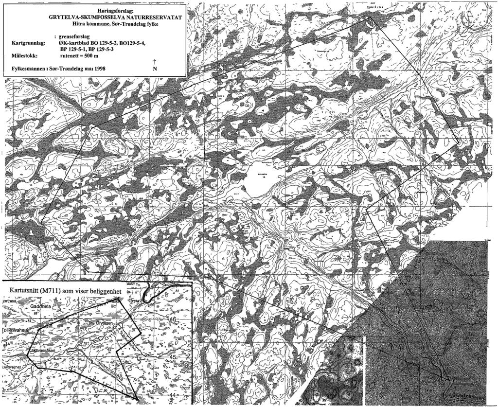 Høringsforslag: GRYTELVA-SKUMFOSSELVA NATURRESERVATAT Hitra kommune, Sør-Trøndelag fylke Kartgrunnlag: