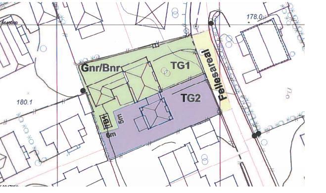 Situasjonsplan: eiendommens grenser, omrisset