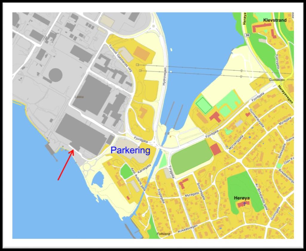 Veibeskrivelse Adressen på Herøya er Fjordgata 48, 3936 Porsgrunn Parkering av bil gjøres på den