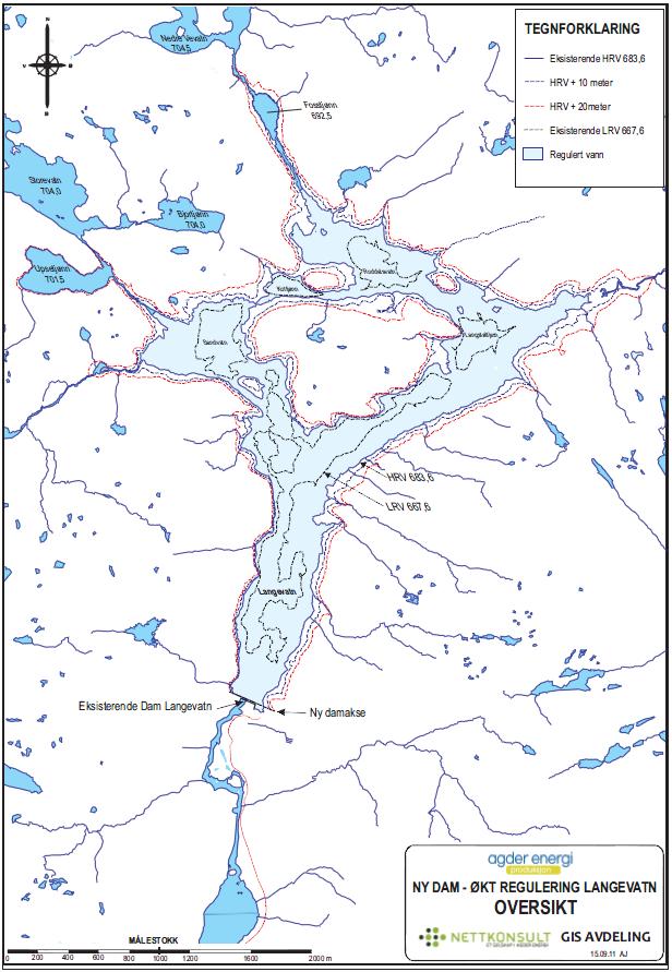 ÅSERALPROSJEKTENE Figur 6 Langevatn, med dagens LRV og