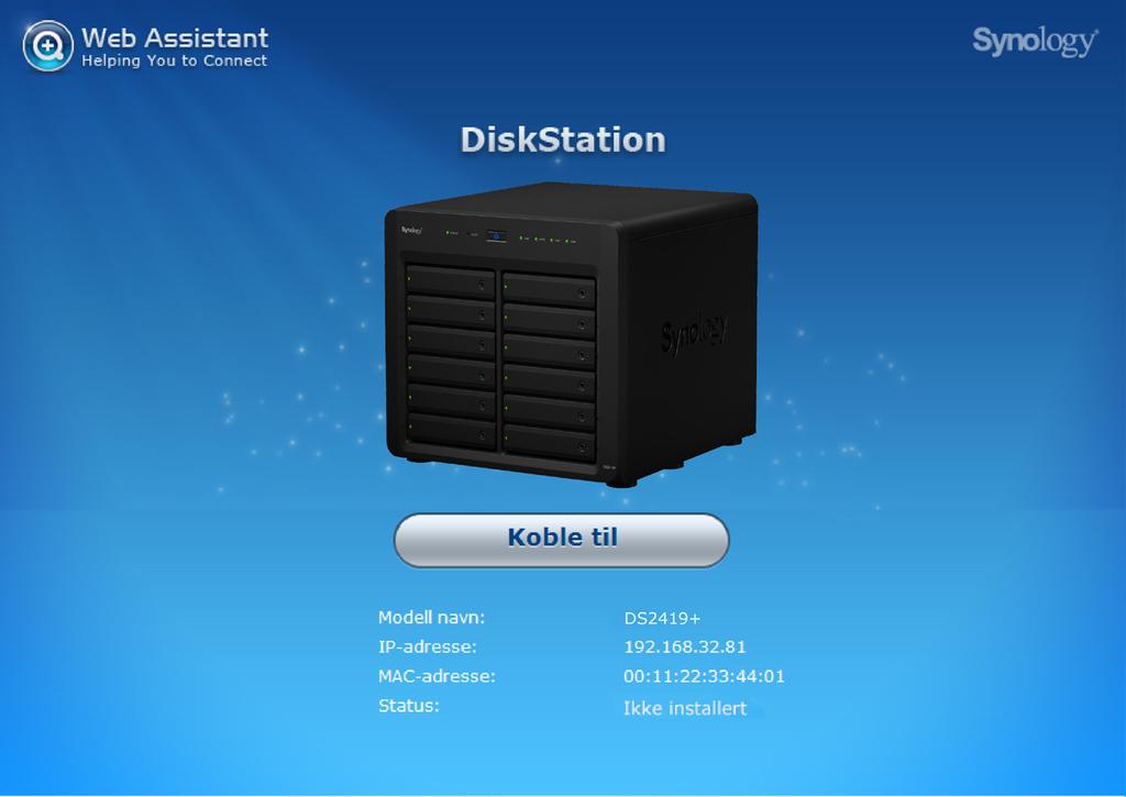 Kapittel Installer DSM på DiskStation 3 Når oppsettet av maskinvaren er fullført, installerer du DiskStation Manager (DSM) Synologys nettleserbaserte operativsystem på din DiskStation.