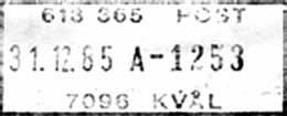 Stempel nr. 12 Type: I24N Utsendt?? KVÅL 1 Innsendt?? 7096 Registrert brukt fra 31.01.90 HAa til 14.10.95 IWR Stempel nr. 13 Type: I2? Utsendt?? KVÅL Innsendt?? KVÅL 235 Reg.