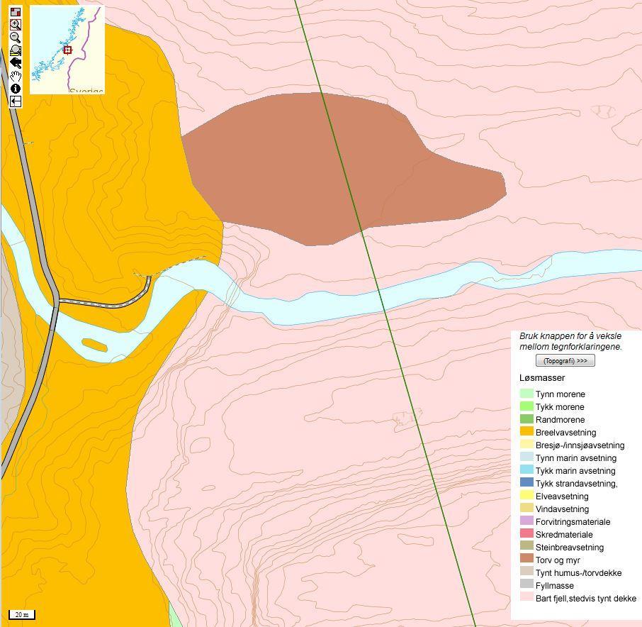 3 Endring av inntak VANNVEI INNTAK INNTAKSDAM Figur 1 Løsmassegeologi ved