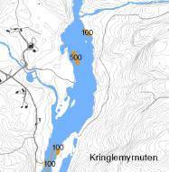 Figur 19. Registrerte gyteområder på strekning 4. 4.2.5 Strekning 5, Sanøy. Vannstanden ved Sanøy var ca. 6 cm høyere etter stans i Bjelland kraftverk (Tabell 6).