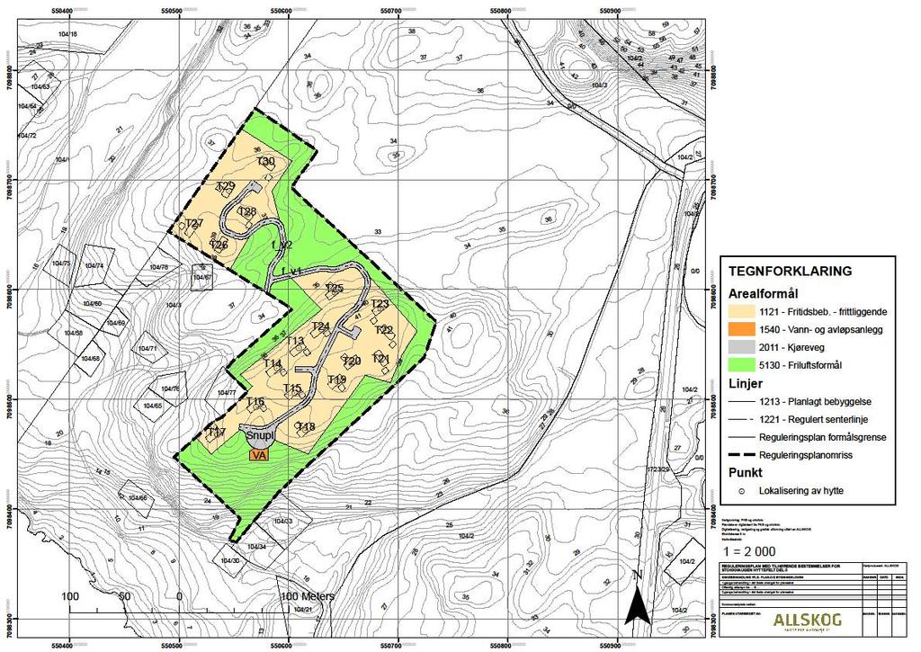3. PLANFORSLAGET Detaljplankart for Stokkhaugen hyttefelt Del II. Det er foreslått 18
