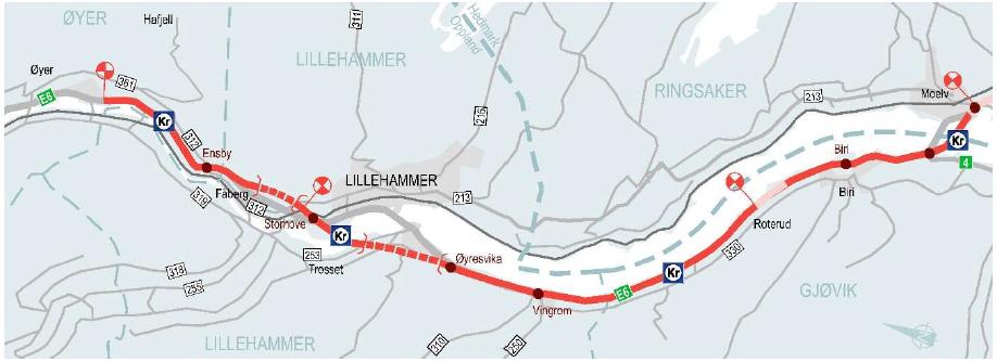 Sak 96/18 Prinsipp plassering av bomstasjoner på nye E6 Moelv - Øyer Oversikt over takster i de ulike bommene.