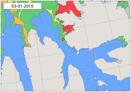 Temperature Is- og værforhold Isforholdene i den nordlige delen av Hinlopenstredet i perioden 2.-9. januar kan karakteriseres som relativt åpne, med iskonsentrasjoner mellom 0 og 40%.