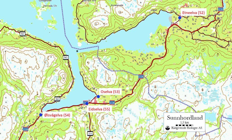 VASSOMRÅDE SUNNHORDALAND Det vart hausten 2017 samla inn vassprøvar, begroingsalgar og botndyr frå til saman 4 punkt i elvar i vassområde Sunnhordland (tabell 87).