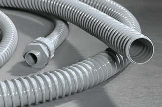 Kabelbeskyttelse Spiralforsterkede slangesystemer 3.3 Spiralforsterket PVC slange PSR slange Fleksibel, innvendig glatt spiralforsterket beskyttelsesslange med fleksibelt PVC belegg.