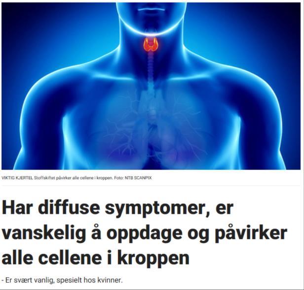 Symptomer hypotyreose I starten vage og diffuse