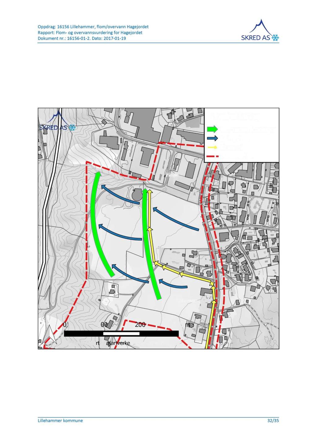 Ledd 3 - Flomveier Potensiell flomvei, fra Hagebekken, ved Søre Ål skole, må håndteres i reguleringsplanen.