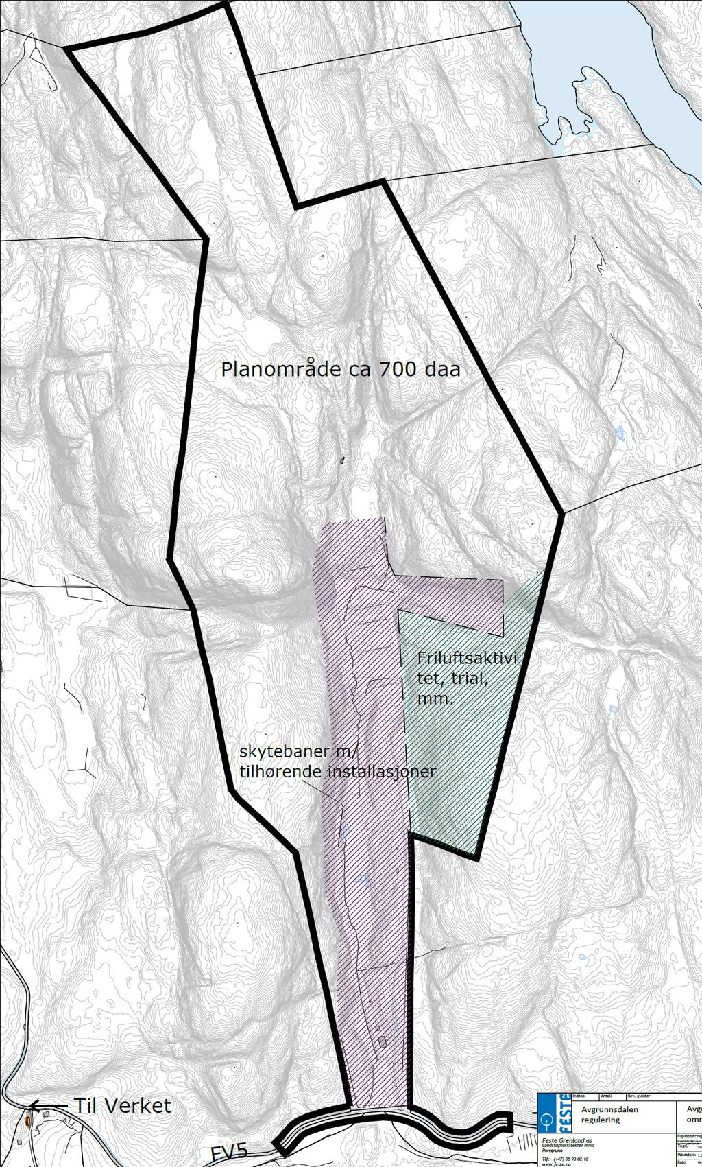 Avgrunnsdalen Figur 2: Planområdet, markert med rosa og grønn farge.