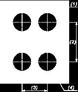 finished panel or support (2) 40 mm min. / 1.57 in. min. (3) 30 mm min. / 1.18 in. min. (4) Ø 22.5 mm / 0.89 in.