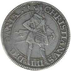 1 Krone 1619 - Christian IV i kvalitet 1. Den ene siden delvis eiret.