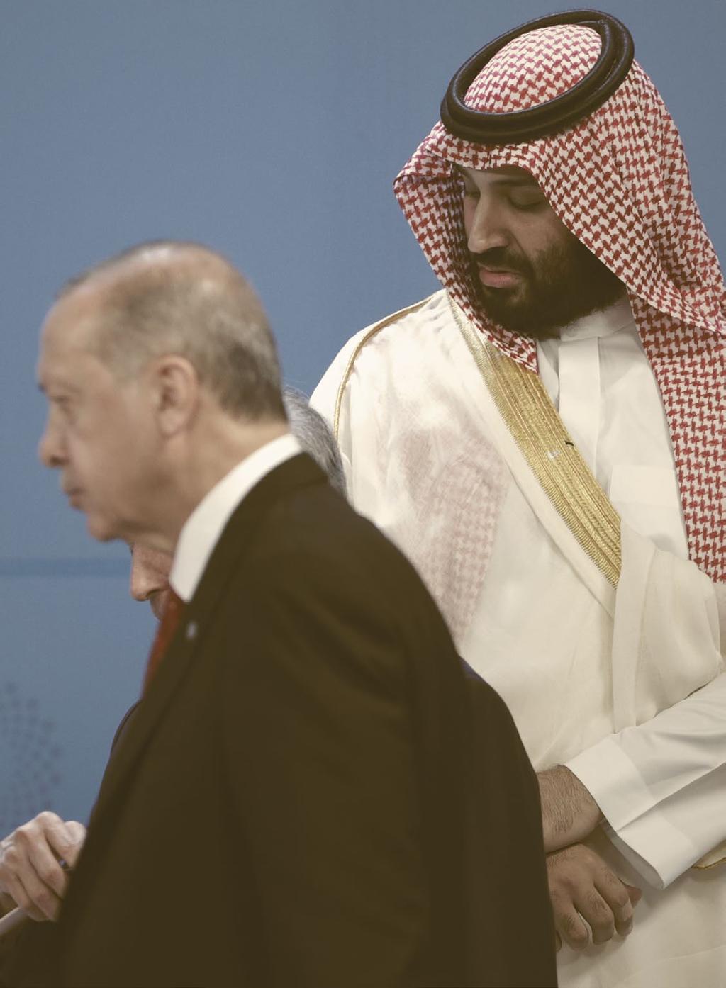 Saudi-Arabias kronprins Mohammad bin Salman al-saud og Tyrkias presdent Recep Tayyip Erdogan på åpningsdagen for G20-topp-møtet i Buenos Aires, Argentina,30. november 2018.