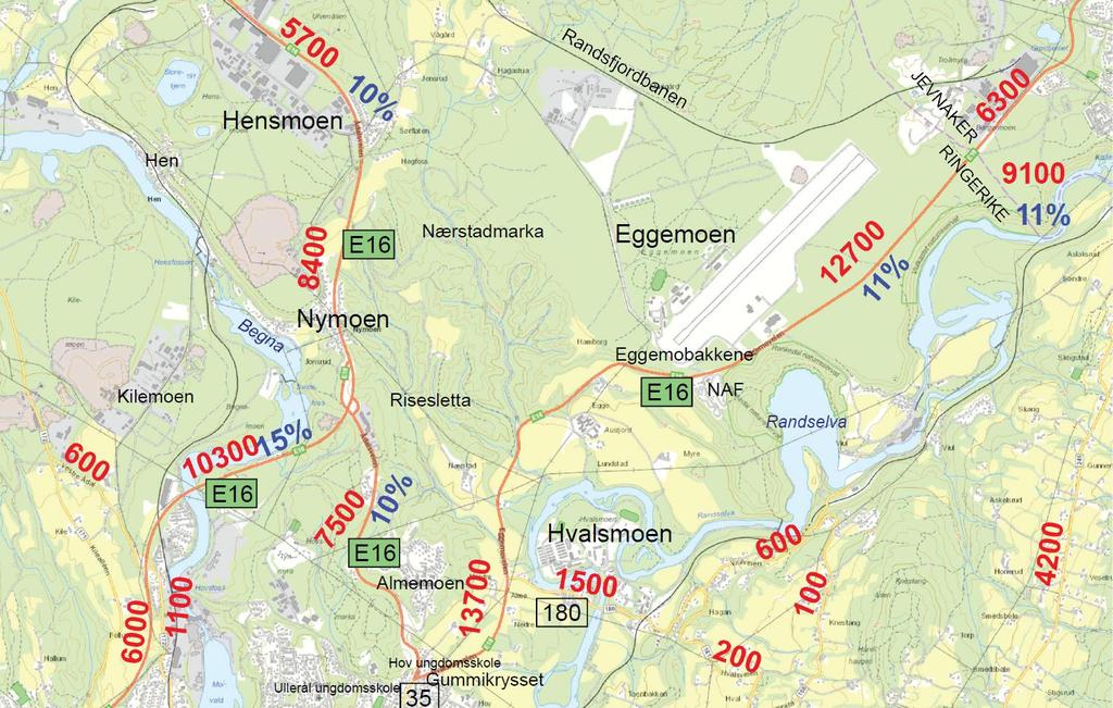 15 Figur 4-6 Beregnet trafikk på veinettet i