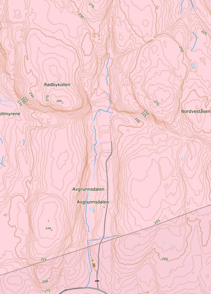 1 Berggrunn Berggrunnen i området består av drammensgranitt (jf.