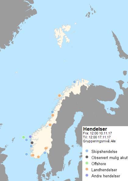 1. Hendelsesstatistikk og geografisk oversikt over type