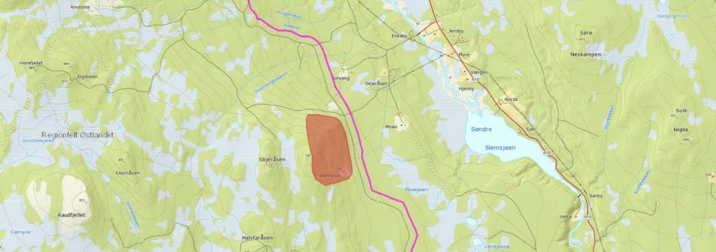 aktivitet i AFS. 3. Søgårdsvollen Øst eksisterende morenetak sentralt beliggende i AFS.