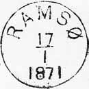 1971 TK til 26.09.2000 FH Registrert brukt 21.04.1885 VG Stempel nr. 1 Type: I Utsendt 1867 RAMSØ Innsendt 17.03.