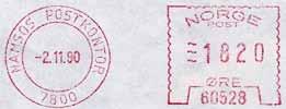 Stempel nr. F-1 Maskin nr: 60528 Utsendt:?? POSTKONTOR Innsendt:?