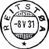 1975. Stempel nr. 1 Type: IIL Utsendt 25.06.1883 REITSTØEN Innsendt 12.12.1923 Registrert brukt fra 27 V 84 TB til 24 III 90 KjA Stempel nr.