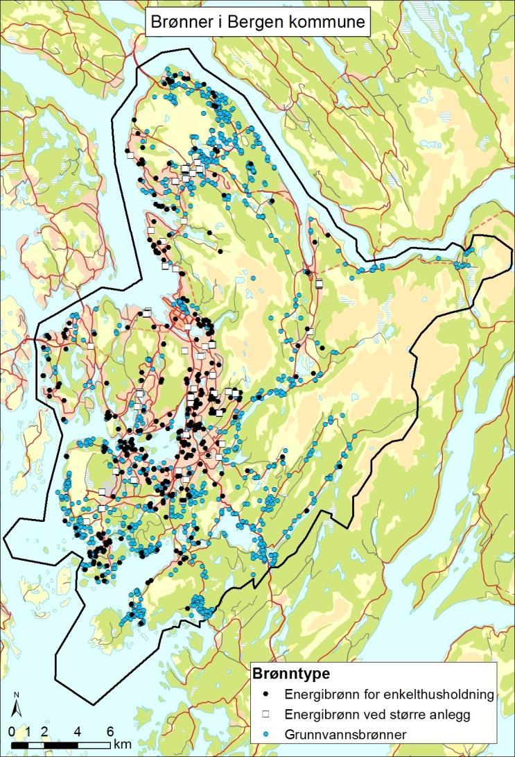 Oversikt over brønner i Bergen