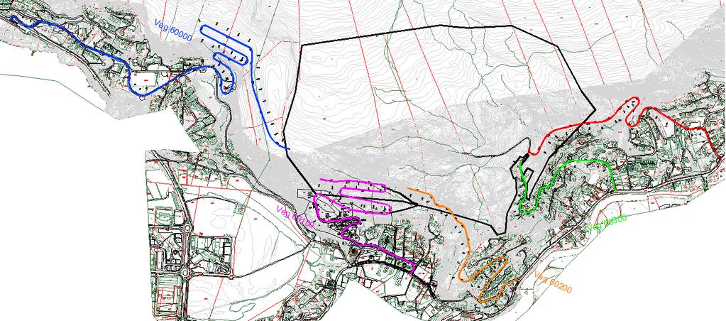 Oversikt over alternative vegtilkomster til Førdslia. 2.2.1 Alternativ 1: Løsning via rv. 5 og Hornnesvegen Vegalternativ 1 går via rv.