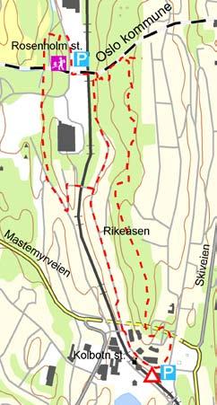 grunnmuren etter låven og vognhuset. Se også etter gamle jordbruks-redskaper som ligger spredt omkring. Herfra kan du se Søndre Aas gård mot vest.