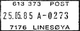 Stempel nr. 12 Type: I24N Utsendt?? LINESØYA 1 Innsendt?? ÅFJORD Registrert brukt fra 25.01.99 FH til 02.09.00 OGN MONSTAD Postkontor C opprettet 01.11.1980 i Åfjord kommune.