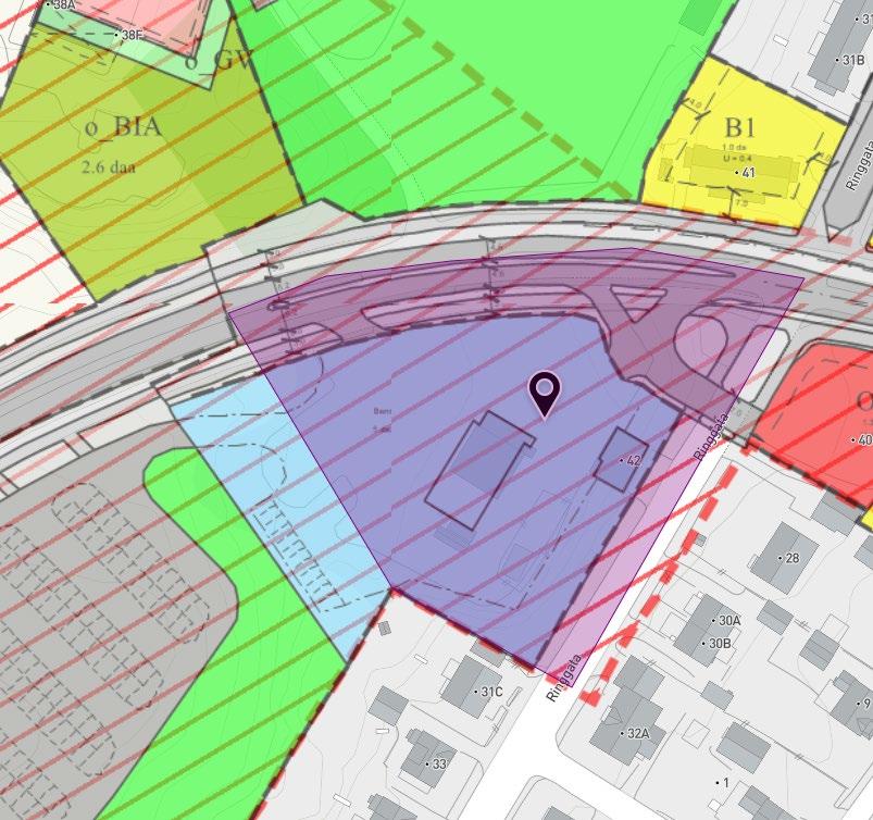 Temakart viser at mulig bygningstypologi ved regulering vil kunne være «urban bebyggelse med ytre gesimshøyde 15 meter og indre gesims 18,5 meter Status: