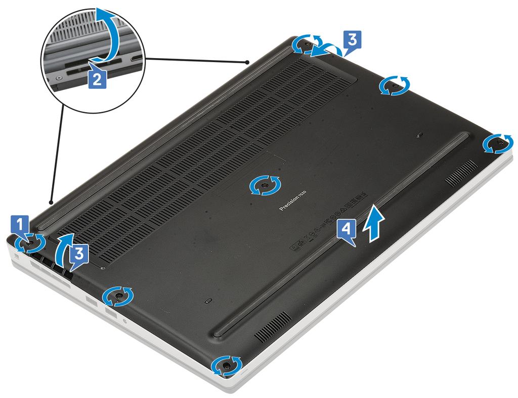 4 Ta ut 4-cellers batteri: a Koble batterikabelen fra kontakten på batteriet [1]. b Fjern (M2.5x3.