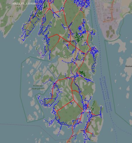 Skjematisk og geografisk visning av distribusjonsnettet Elektronisk koblingsbok med bryterstatus for