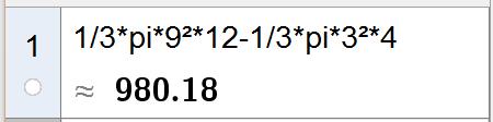 Figuren til høyre viser en tank formet som en rett avkortet kjegle. Radius i bunnen er r = 3 m, og radius i toppen er R = 9 m. b) Hvor mange liter rommer vanntanken?