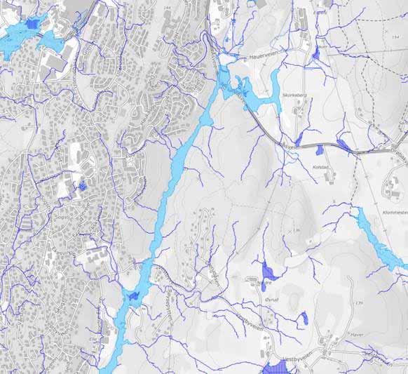 Side 15 av 21 Figur 8: Utsnitt av flomaktsomhetskart fra Frogn kommunes interne kartbase, som viser