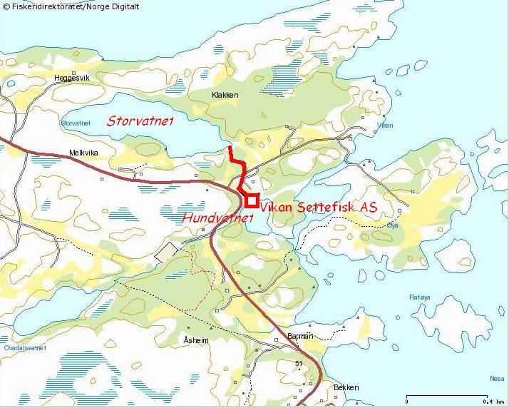 1.5 Geografisk plassering av tiltaket sitt anlegg (lokalitet 12410) ligger på Hitra ved Melandsjø i Hitra kommune i Sør- Trøndelag fylke (figur 1). Figur 2.