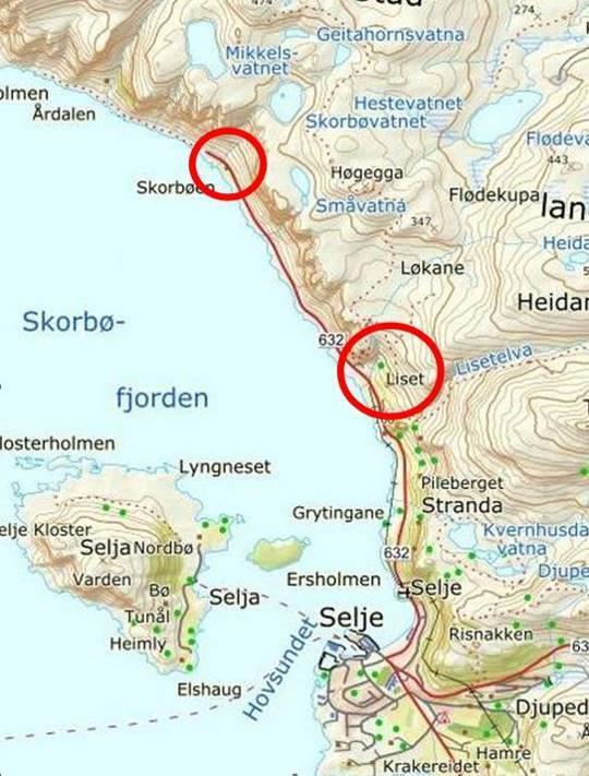 Både Liset og Skårbø ligger på sør-vest siden av Stadlandet under bratte li- og fjellsider med utsyn over Sildegapet i sør mot Vågsøy, og det utsatte Stadhavet mot nord/nord-vest (fig. 3 og 4).