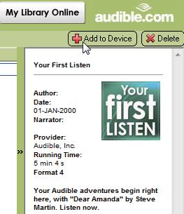 2 Last ned AudibleManager-programvaren for MP3-/MP4-spillere fra www.audible. com. 3 Installer programvaren på PCen: du Philips GoGear (selected models) rullegardinmenyen over lytteenheter.