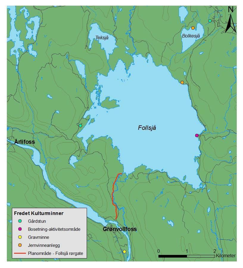 TIDLIGERE REGISTRERTE KULTURMINNER Det er ingen tidligere registrerte kulturminner innenfor planområde. Det er heller ikke gjort i det nærområdet.