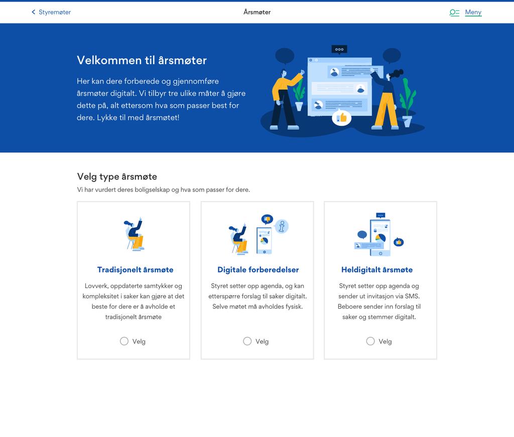 Digitale forberedelser til årsmøte Opprett møte Inne på styrerommet.no vil du finne lenke til Årsmøte.