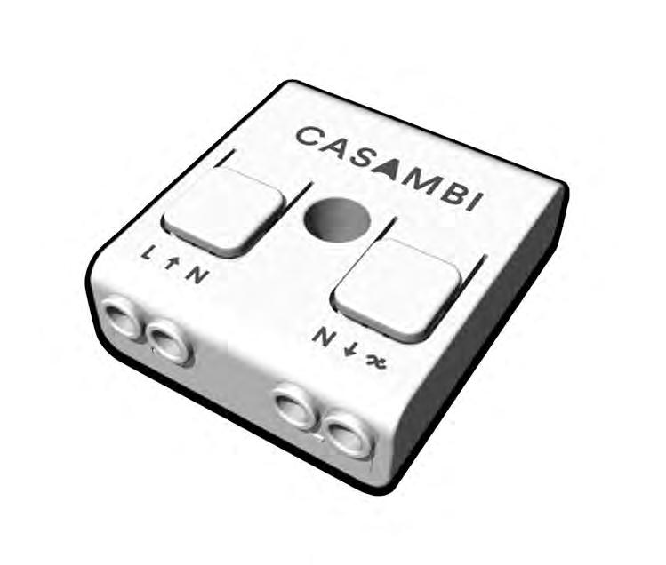 Produktbeskrivelse CBU-TED Casambi CBU-TED er en Casambi aktivert faseavsnitt dimmer som kontrolleres via Bluetooth 4.0 og er for styring av glødepærer, dimbare LED-striper og dimbare LED drivere.
