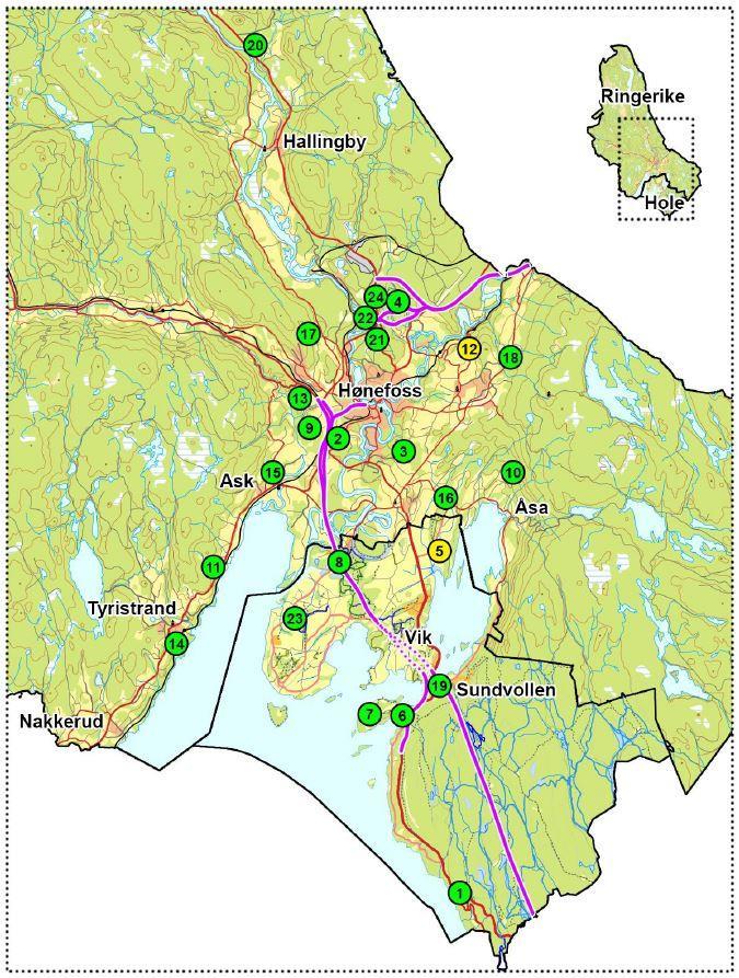 dekar støyvoll. Massebehov 50.000 m3. Yggeset, areal 95 dekar. Det er ikke stipulert hvor mye masser som kan mottas. I tidsperioden fra 2017 til 2035 antar Asker kommune at det vil komme ca. 600.