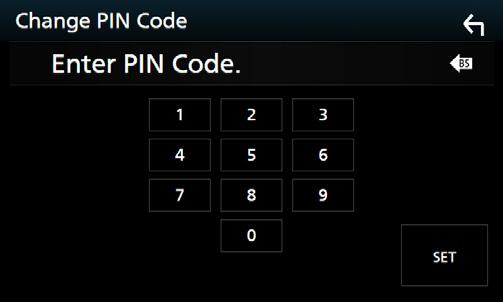 Bluetooth-styring ÑÑEndre PIN-koden Trykk på [PIN Code] på skjermbildet for Bluetooth SETUP. hhskjermbildet for innstilling av PIN-kode vises. 2 Trykk på og hold [ ]. 3 Tast inn PIN-koden.